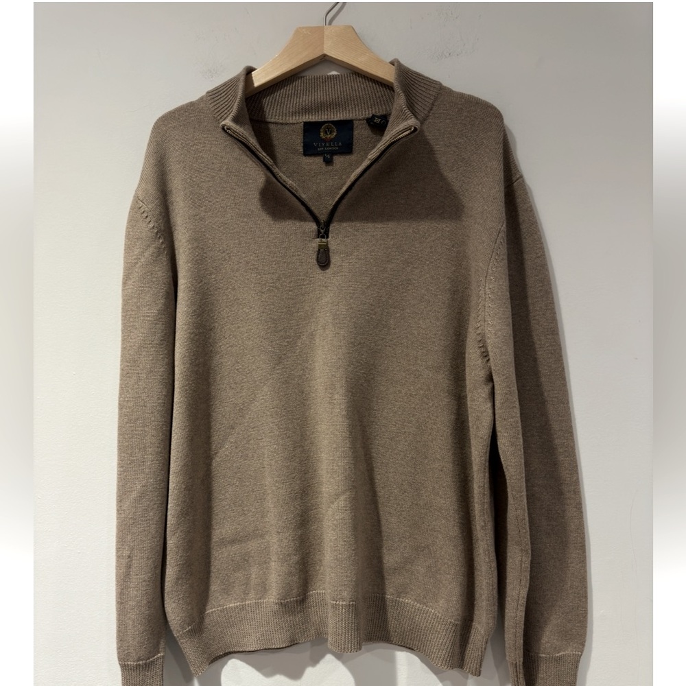 Viyella Men's Mockneck Quater Zip Merino Wool Sweater